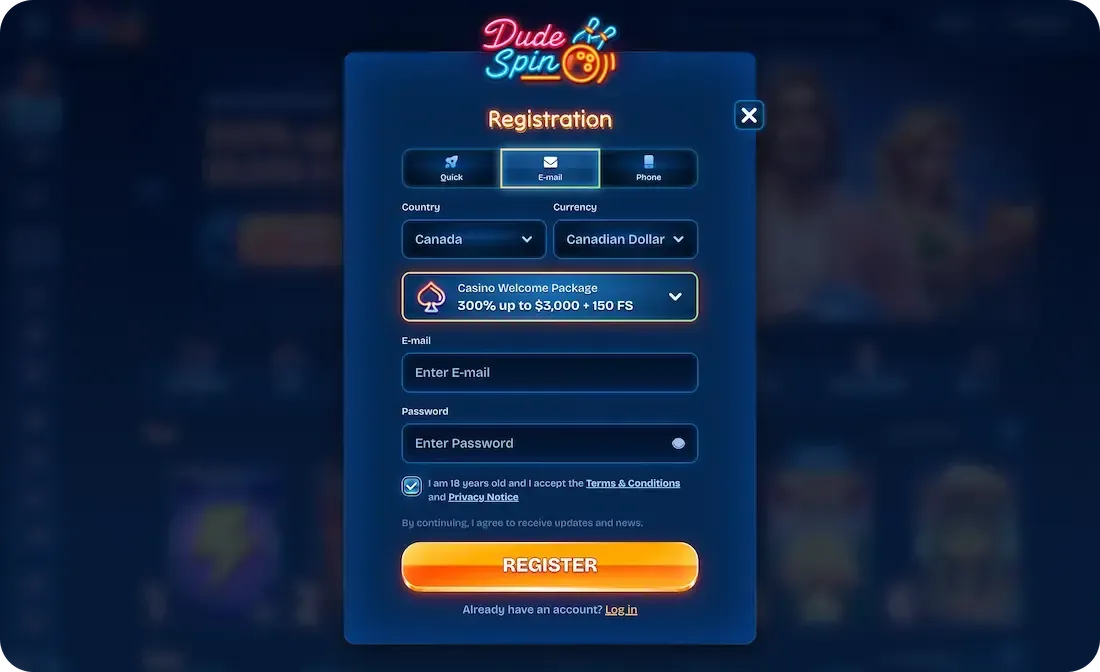Dudespin Login